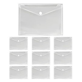 VELOFLEX A453010 Document Wallet Crystal, Pack of 10, DIN A4, Document Wallet with Velcro Fastening, Polypropylene, Transparent