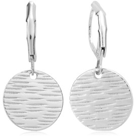 Disc Dangle Earrings for Women, Circle Disc Coin Geometric Flat Hammered Pattern Dangling Drop Pendant, Round Coin Leverback Earring for Women Fashion Jewelry Gift Accessories