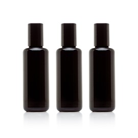 Infinity Jars Black Ultraviolet Glass Bottle 50 Ml (1.7 fl oz) w/Steel Ball Roll on Tip Screw top Bottle for Essential oil, Perfume Sample Bottles Cosmetic Containers Roller Bottles w/Black Cap 3-Pack