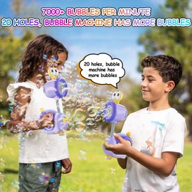 Snail Automatic Rechargeable Bubble Machine for Boys and Girls Gift Aged 3+, Bubble Maker Gun with Lighting, Fantasy Bubble Wand with Bubble Refill Solution, Party Birthday Gift for Kids (Purple)