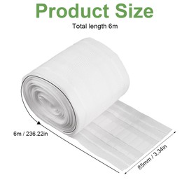 Curtain Tape Ruffle Tape White, 6 m x 8.5 cm Curtain Tape for Sewing, Curtains Ruffle Tape for Sewing, Curtain Tape for Sewing, Ruffle Tape Curtains for Window Curtain, Door Curtain, Shower Curtain