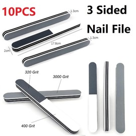 MiJunHD 3 Way Nail Buffer Emery Board, 10Pcs/Pack Nail File Manicure Pedicure Tool for Nail Trimming,Shaping, Removing Ridges, Polishing