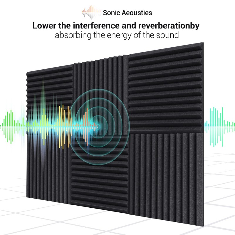 Ohuhu Acoustic Foam Panels 24 Pack with Double-sided Tape, Sound
