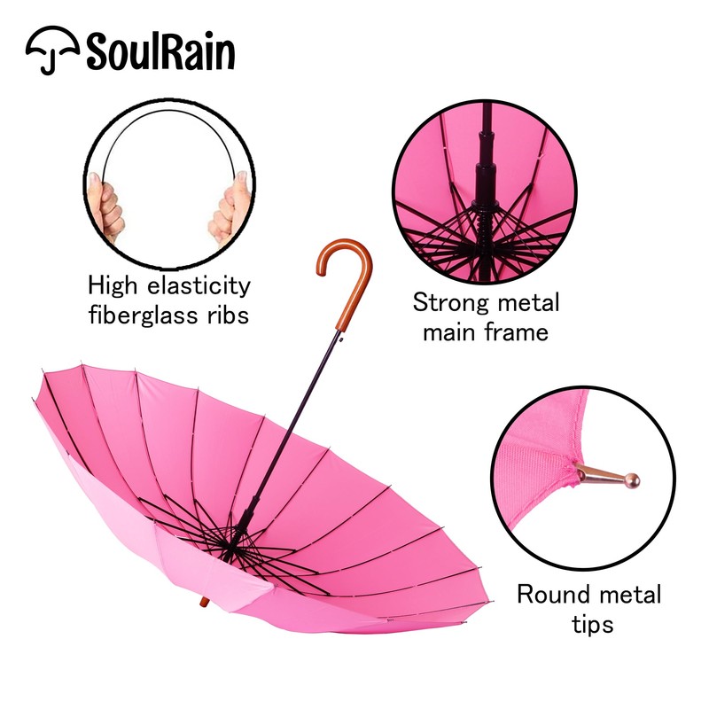 SoulRain 16 Ribs 48" Stick Umbrella Auto Open Solid Color