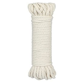 65 ft Natural White Rope,1/4 inch Cotton Rope,Soft Rope Cord,Craft Rope Thick Cotton Twisted Cord Tie-Down Ropes for Pet Toys,Macramé,Knotting,Crafts Packing (6mm)