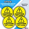 4 Pack - Caution Hot Steam Stickers - Waterproof Vinyl
