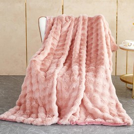 SHANNA Soft Warm Rabbit Plush Fleece Blankets Thick 1000 GSM Throws for Sofa Large Fluffy Versatile Blanket Bed Throw for Bedroom, Couch, Travel, Kids, Camping (Pink, 100 * 160cm)