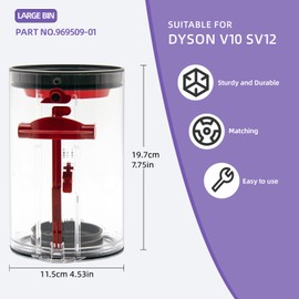 Gloate Dust Bin Replacement for Dyson V10 SV12 Animal and Absolute Vacuum Cleaner, Large Dirt Cup Container Dustbin Basket for Dyson No.969509-01