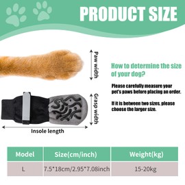 Dog Socks Paws Stop Licking, 2 Pairs Anti Slip Dog Paw Protectors with Grips, Dogs Shoes for Injured Paws, Pet Boots for Hardwood Floors, Cotton Socks for Medium Dogs (Black, L, 15-20kg)