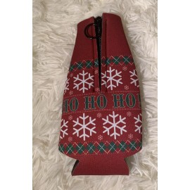 n/a HO HO HO Christmas Zip Up Bottle Suit Insulator Koozie Coozie Coolie Cooler