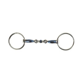 AK Loose ring double jointed Lozenge with curved shape Horse Riding Bit AKRS-2605 (6'', Blue-Silver)