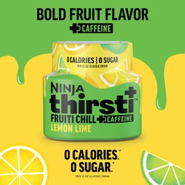 Ninja Thirsti Flavored Water Drops, FRUITI CHILL+ Lemon Lime, Bold Fruit Flavor with Caffeine,Sparkling or Still, Zero Calories, Zero Sugar, Makes 17, 12oz drinks, 3 Pack, WCFLELIAM
