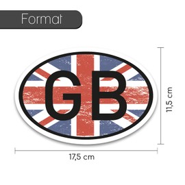 GB Sticker Country Number Plate Great Britain Flag Sticker – 17.5 x 11.5 cm DIN Standardised – Car, Truck, Motorhome, Moped, Motorcycle, Car – kfz_722