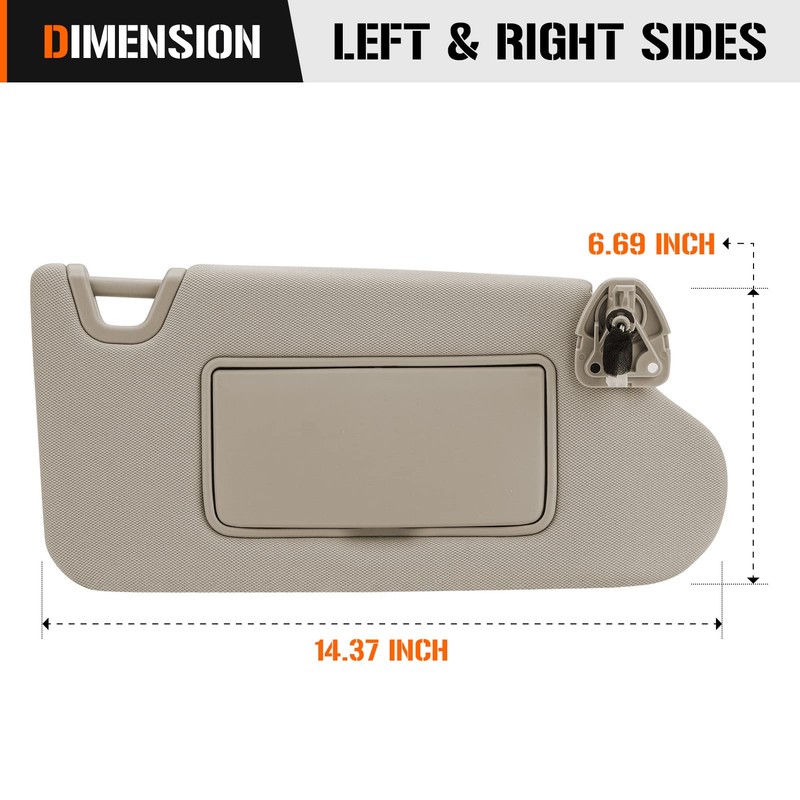 Left & Right Sun Visor with Vanity Light for 2013-2018
