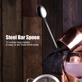 1Pc Mixing Stirring Spoon, 11.8 Inches Stainless Steel Long Handle Spoon for Bar Cocktail Beverage Drink Teardrop Bar Cocktail Shaker Spoon for Home Cafe Bar Milk Tea Store