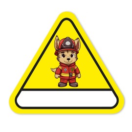 iSecur Pack of 2 Children's Finder Stickers Fireman I 10 cm I Safety Sticker for Door Window Children's Room I Sticker Fire Brigade Control System I Yellow I hin790