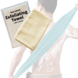 Exfoliating Towel, Very Firm, Moderate Length for Good Back Care, Plant-derived Viscose Fabric, Comes with Convenient Storage Bag, Acacri, Scum Rubbing, Body Towel (Beige)