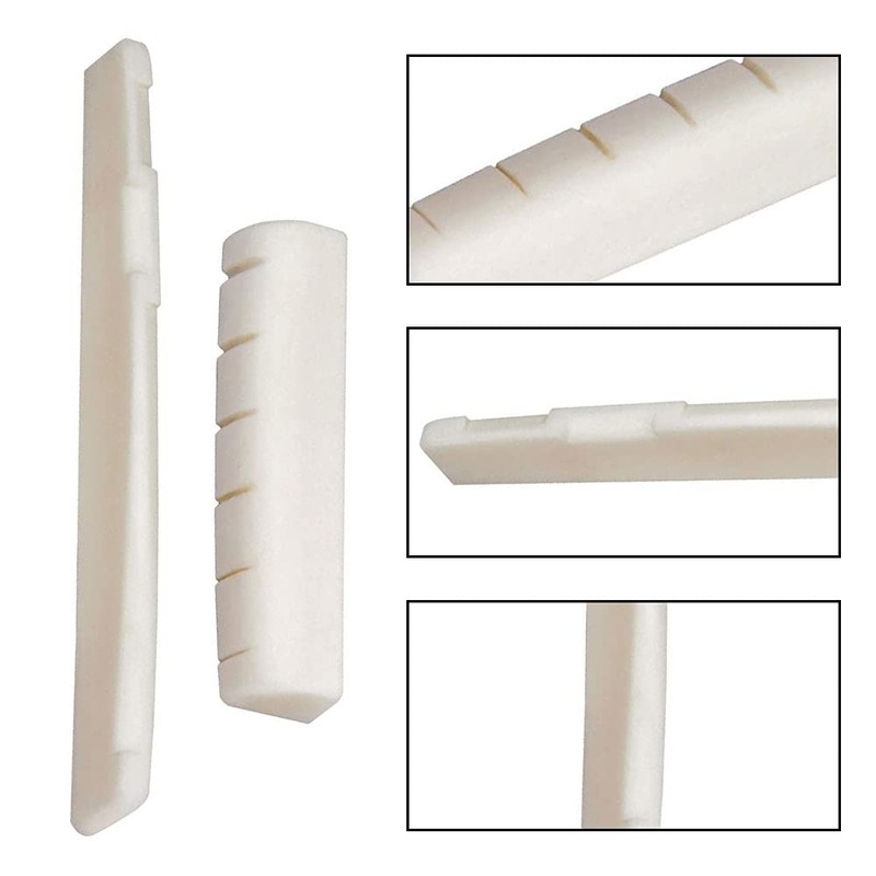 PREMJCROY 4 Pieces Acoustic Guitar Bridge Saddle Nut Replacement White