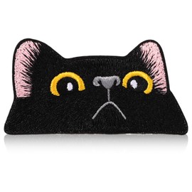 Patches for Clothes 2-Pack Black Cat Embroidered Iron-On Patches, 3.8x7.6cm, DIY Appliques for Jackets, Shirts, Jeans, Hats, Backpacks, Easy Application, Durable Embroidery for