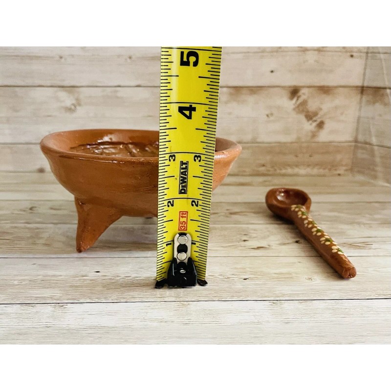 Unbranded Molcajete Mexicano con Cuchara De Barro Mexicano Terra Cota