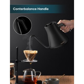 INTASTING Electric Kettles, Gooseneck Electric Kettle, ±1℉ Temperature Control, Stainless Steel Inner, Quick Heating, for Pour Over Coffee, Brew Tea, Boil Hot Water, 0.9L Black