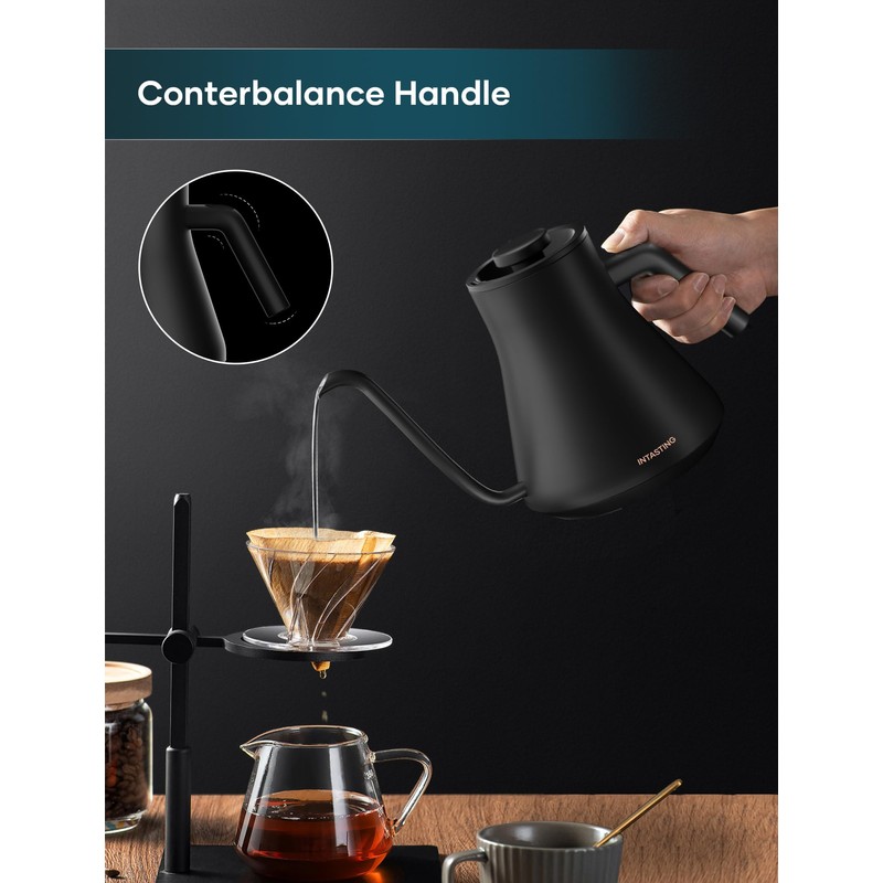 INTASTING Electric Kettles, Gooseneck Electric Kettle, ±1℉ Temperature Control, Stainless