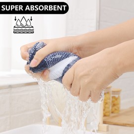 smiry 100% Cotton Kitchen Towels, 13" x 28", 4 Pack Waffle Weave Dish Cloths, Super Soft Dish Towels, Absorbent Quick Drying Tea Towels, Navy&White