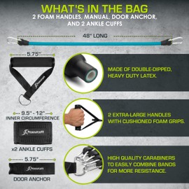 ProsourceFit Premium Heavy Duty Tube Double Dipped Latex Stackable Resistance Bands Set 5 -20 LB with Door Anchor and Exercise Chart Full-Body Exercises and Home Workouts