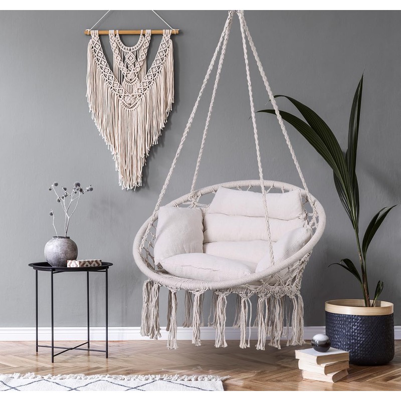 Goutime Hammock Chair, Macrame Hanging Swing Chairs with Hardware Kit,Adult