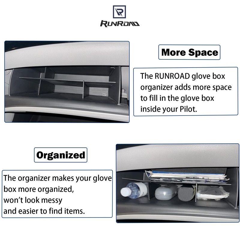 RUNROAD Glove Box Organizer Compatible with Honda Pilot (2016-2022)/ Ridgeline