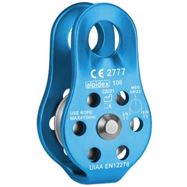 ALPIDEX Fix Pulley Pulley 22 kN Suitable for Textile Ropes up to 13 mm Diameter EN12278, Colour: Blue