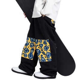 SNOWVERB Women Men Ski Baggy Cargo Knee Reflective Graphic Panel Casual Snow Pants Waterproof Loose Fit Snowboard Pants