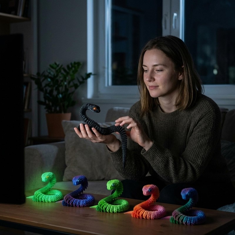 TUBAWD 6PCS 3d Printed Snake, 3d Printed Animals, Snake -