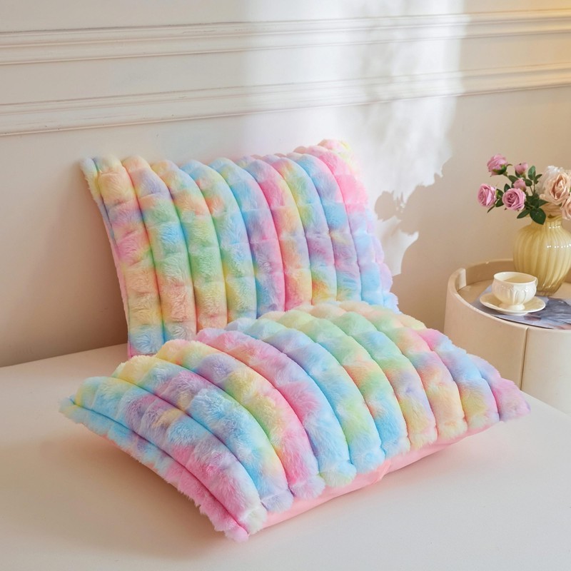 2 PCS Fluffy Bubble Faux Rabbit Fur Duvet Cover Set