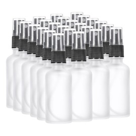 PATIKIL 2oz Glass Spray Bottles, 24pcs Leak Proof Empty Water Fine Mist Sprayer Refillable Containers for Cleaning Solutions Plants Hair, Clear Black