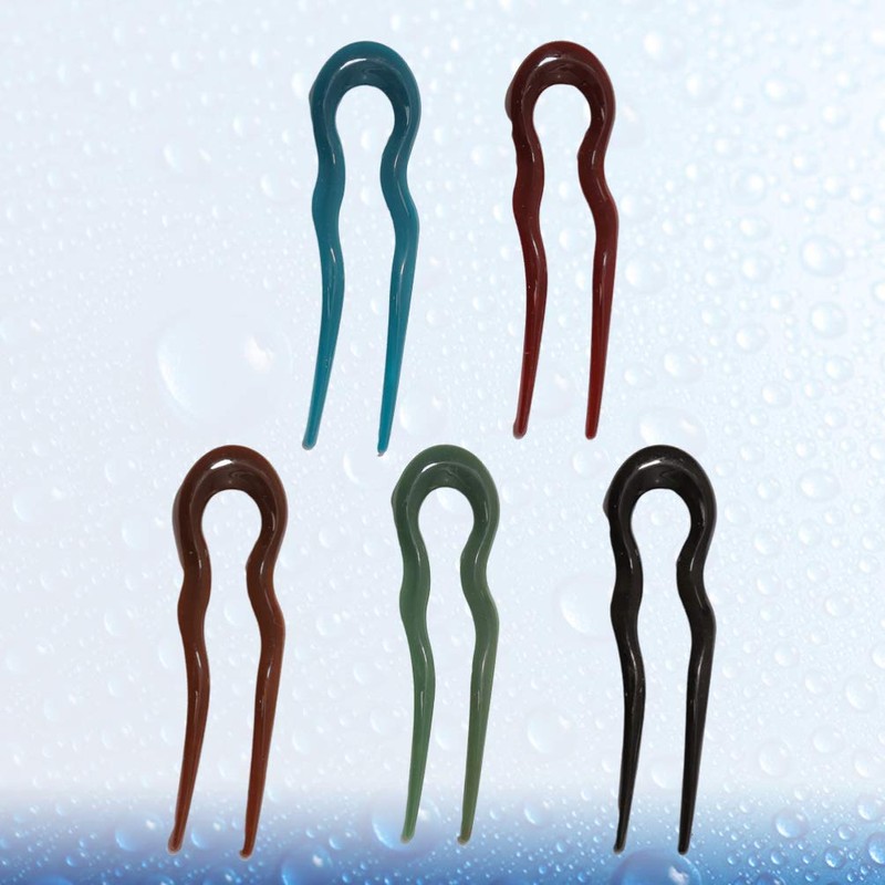 FRCOLOR 5pcs French Hair Fork Celluloid Chignon Hair Pins Hair