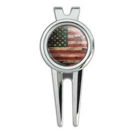 GRAPHICS & MORE Rustic American USA Flag Distressed Golf Divot Repair Tool and Ball Marker