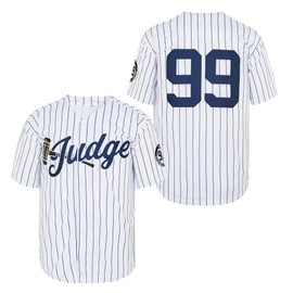 CGUBJI Men's Hammer of Judge 99 Stripes Retro Baseball Jersey Stitched 90s Clothing Shirt for Party Size XXL