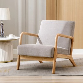 Duhome Elegant Lifestyle Mid Century Modern Accent Chair with Solid Wood Frame Fabric Living Room Chair - Gray-Chenille