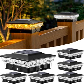 btfarm 4x4 Solar Post Cap Lights Outdoor, 2 Modes 16 LED Deck Fence Post Lights, 6 Pack Waterproof Solar Powered Lighting Outside Fit 4x4 3.5x3.5 Wooden/Vinyl for Porch Patio Garden, Black