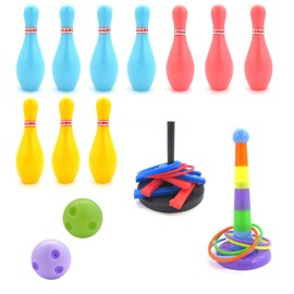 Xelue FF Mini Game Set - ABS Material, Black - Target Tossing Games: Bowling, Horseshoe, Ring Toss - Suitable for Office Party, Backyard, Camping