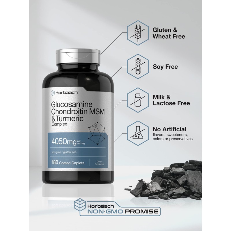 Horbäach Glucosamine Chondroitin with Turmeric & MSM | 4050 mg