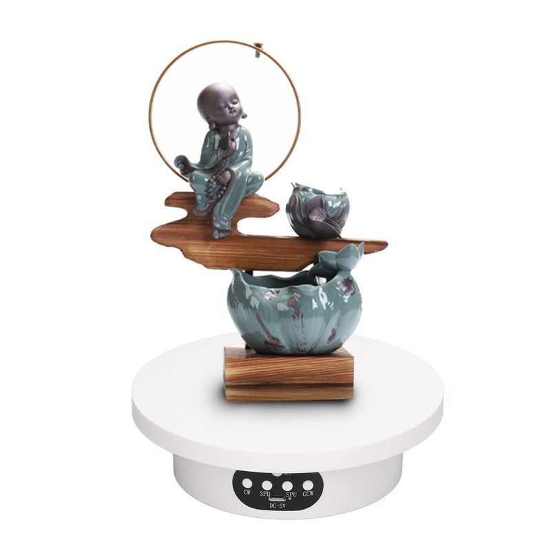 Rotating Display Stand 16cm White Remote Control Low Noise Electric