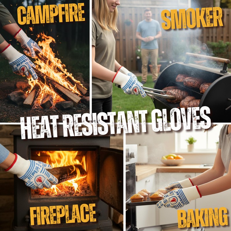 GRILL HEAT AID BBQ Grill Gloves Heat Proof for Grilling