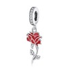 BEEUVIP Red Charming Rose Dangle Charm 925 Sterling Silver Bead