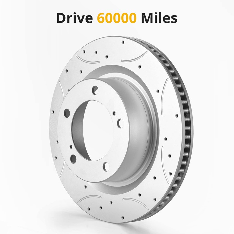 GarveeTech Front Brake Rotors, Drilled and Slotted Brake Rotors for