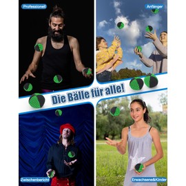 oazoxcx Juggling Balls for Beginners and Professionals, 2 Layers Net and Carry Bag, Juggling Balls Set of 3, 62 mm Juggling Balls Children (Black/Green)