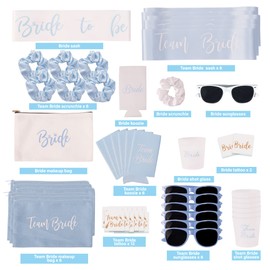 56 piezas de regalos de despedida de soltera, decoraciones de despedida de soltera, accesorios de despedida de soltera, decoraciones de despedida de soltera, decoraciones de despedida de soltera, coleteros de sol (azul)