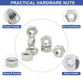 M5-0.8 Hex Nuts,100 Pcs 304 Stainless Steel Metric Nuts,Coarse Thread Hexagon Nut,Hardware Nuts,External Hex Nut for Professionals, Repairmen or DIY