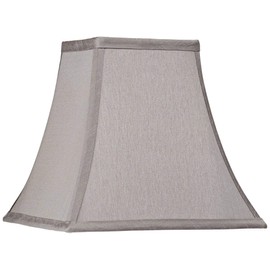 Pewter Gray Small Square Lamp Shade 5.25" Top x 10" Bottom x 9.5" High (Spider) Replacement with Harp and Finial - Springcrest